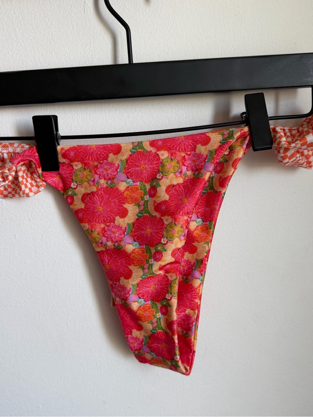 Strawberry Milk Mob Floral Pink & Orange Ruffle Bikini bottom - Picture 5 of 7